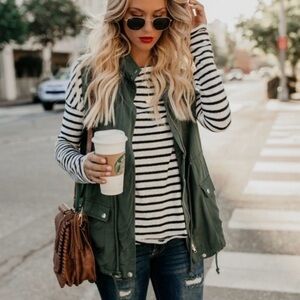 Army Green Olive Utility Vest by entro